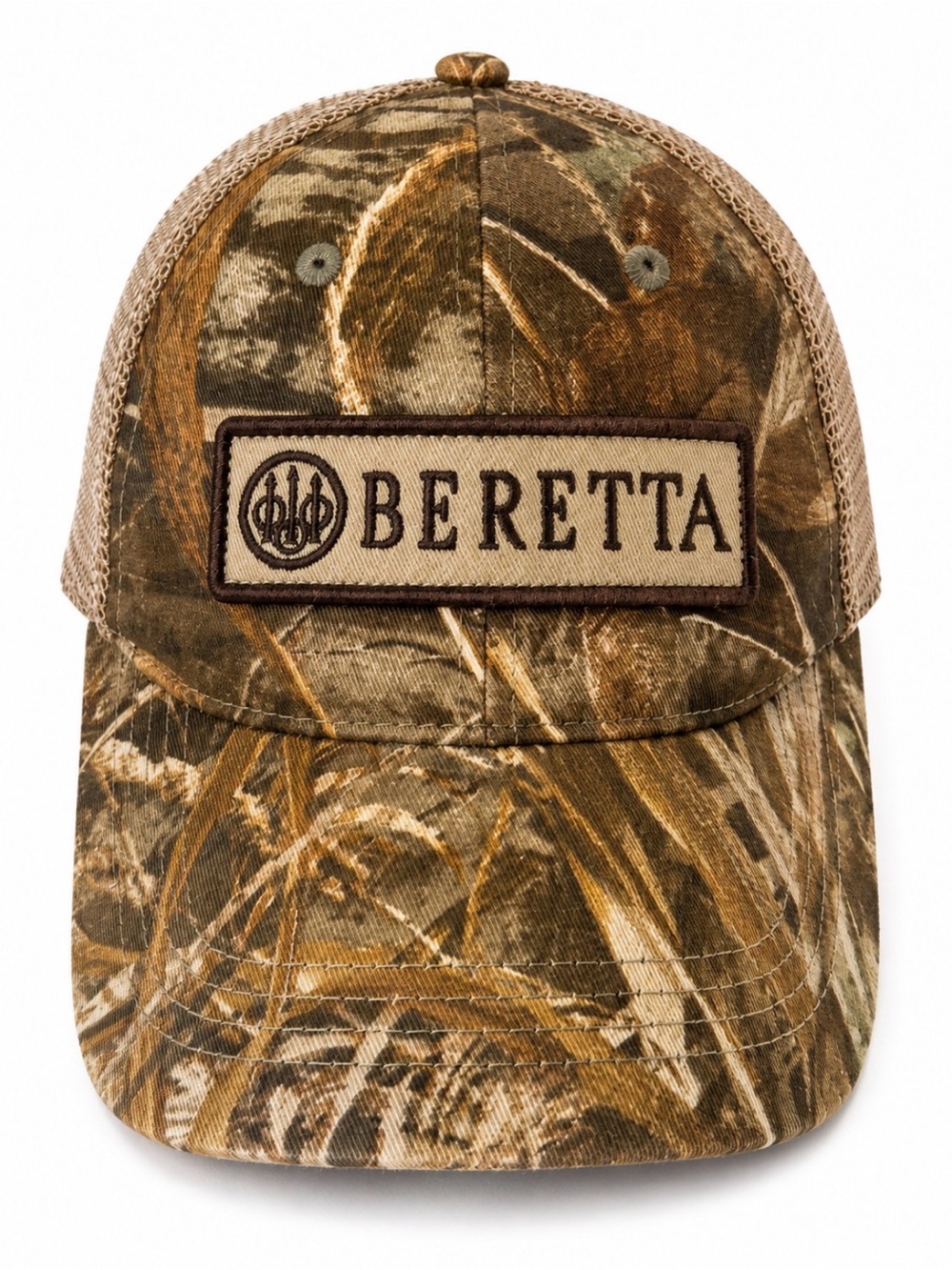 Beretta Realtree Camo Mesh Trucker Hat Adjustable Brown Tan Hunting Cap